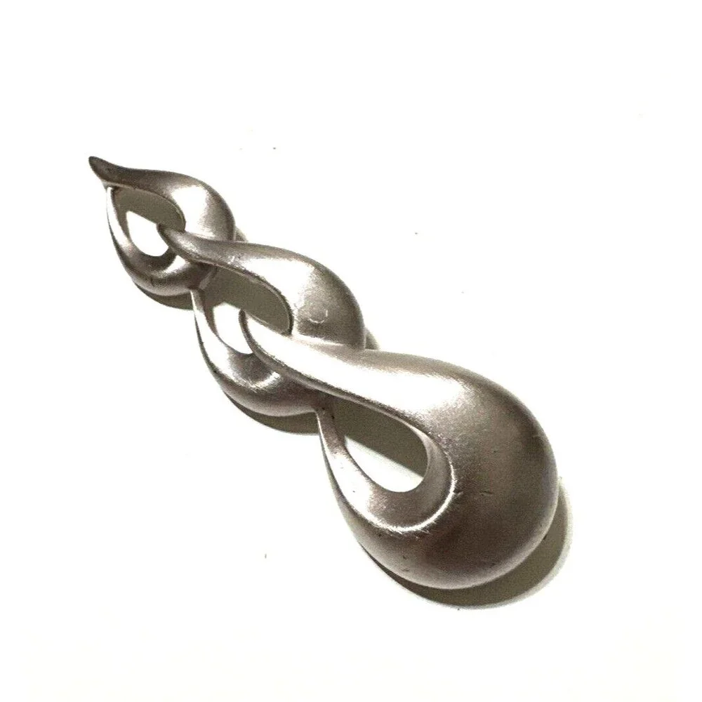 Vintage MONET MCM Modernist Abstract Swirl Loop Brooch Pin 3